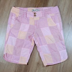 🔹️Glo Jeans Pink & Orange Patchwork Lightweight Bermuda Shorts Size 9